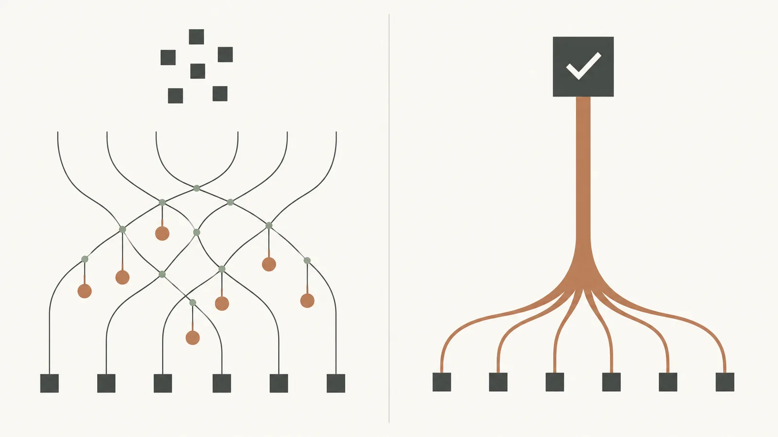 Swiss flat-design cover in graphite and copper for an article on consolidating SSPs to increase programmatic revenue