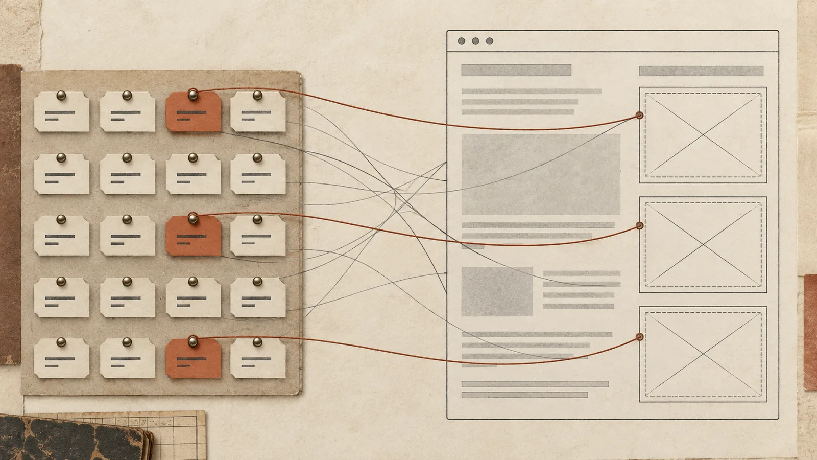 Library-ledger cover in ivory and rust for an article on leveraging GAM key-values for advanced ad targeting