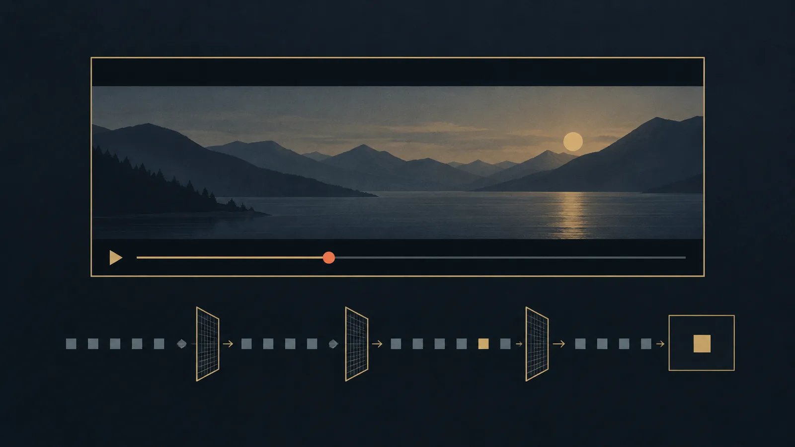 Broadcast-control cover in charcoal navy with gold and coral for integrating video header bidding with Prebid